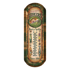 lunkers bait and tackle tin thermometer