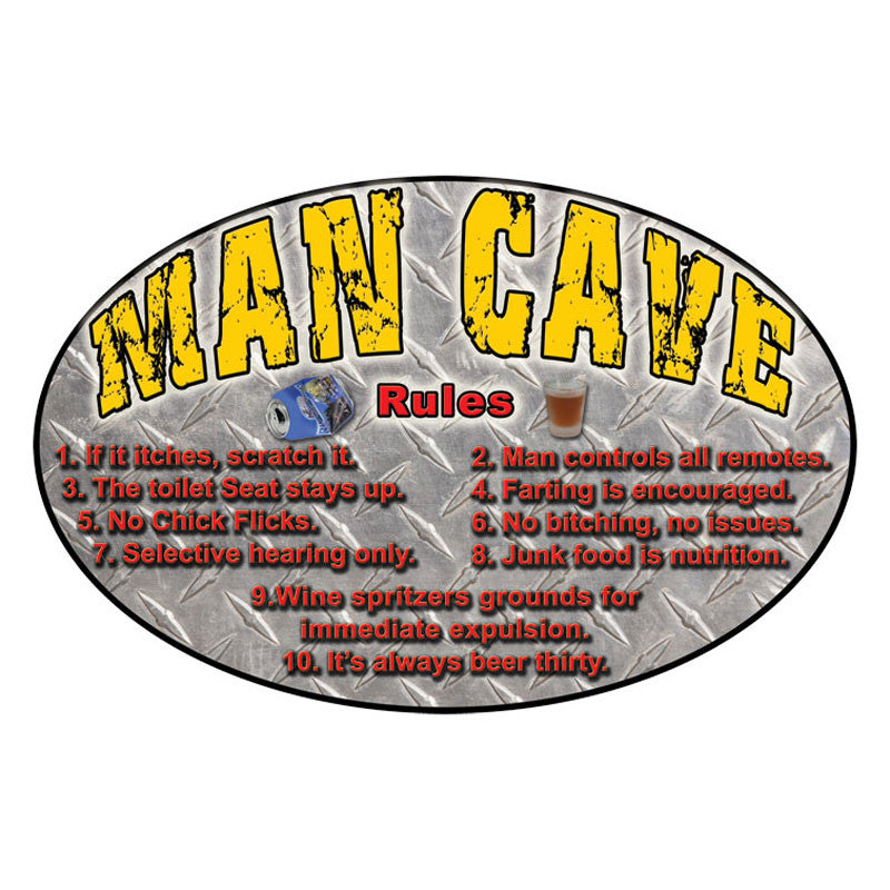 man cave rules tin sign