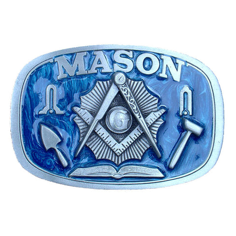 Masonic Temple Enamel Belt Buckle