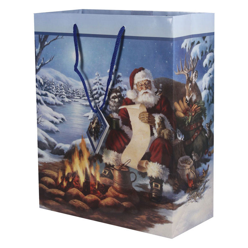 medium santa's winter christmas gift bag
