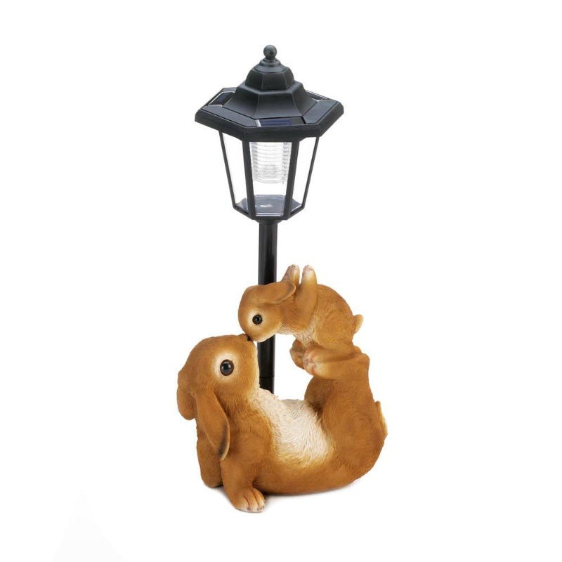 mom and baby rabbit solar garden lamp