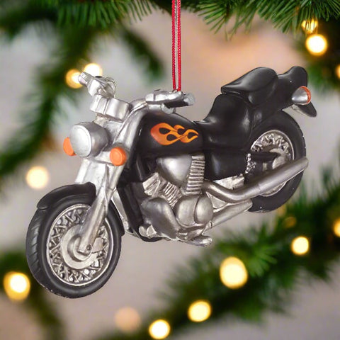 Smokin' Flames Motorcycle Christmas Ornament
