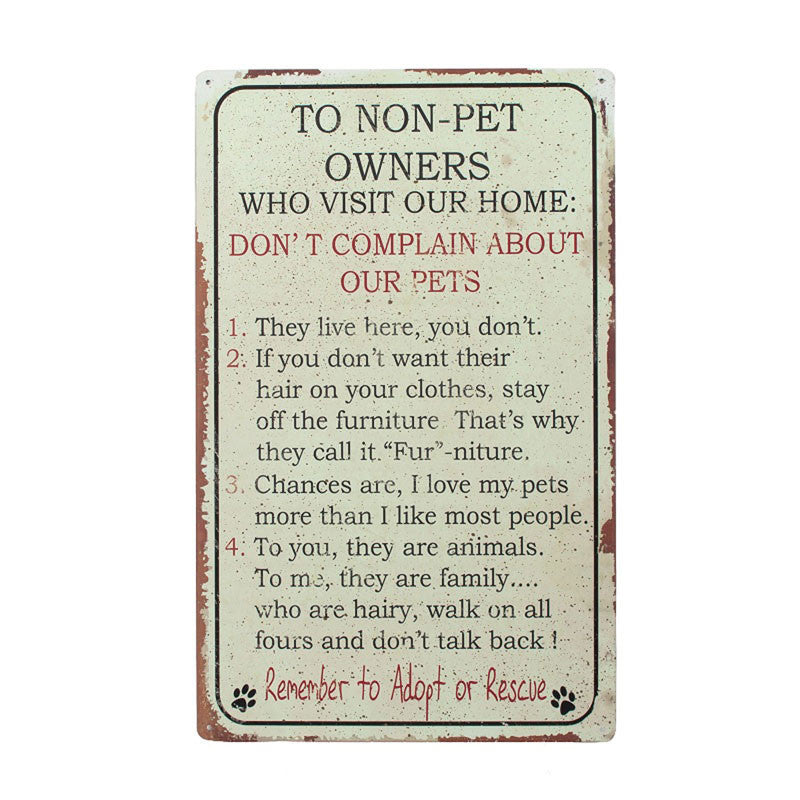 non pet people rules sign