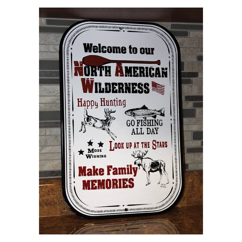 north american wilderness porcelain metal welcome sign