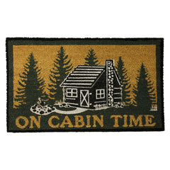 on cabin time coir door mat