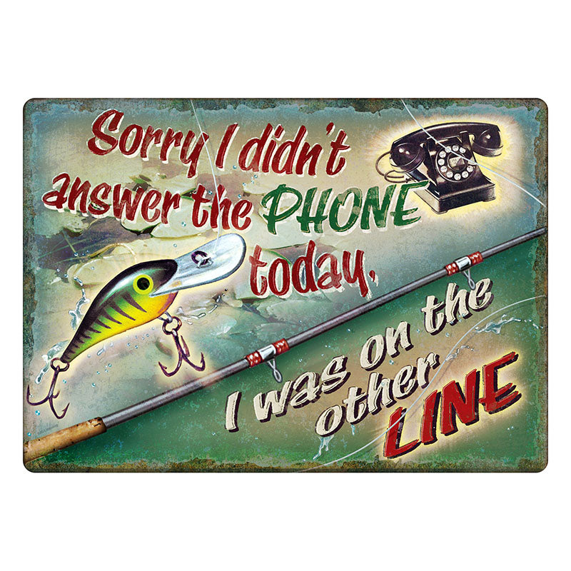 on the other line fishing tin sign