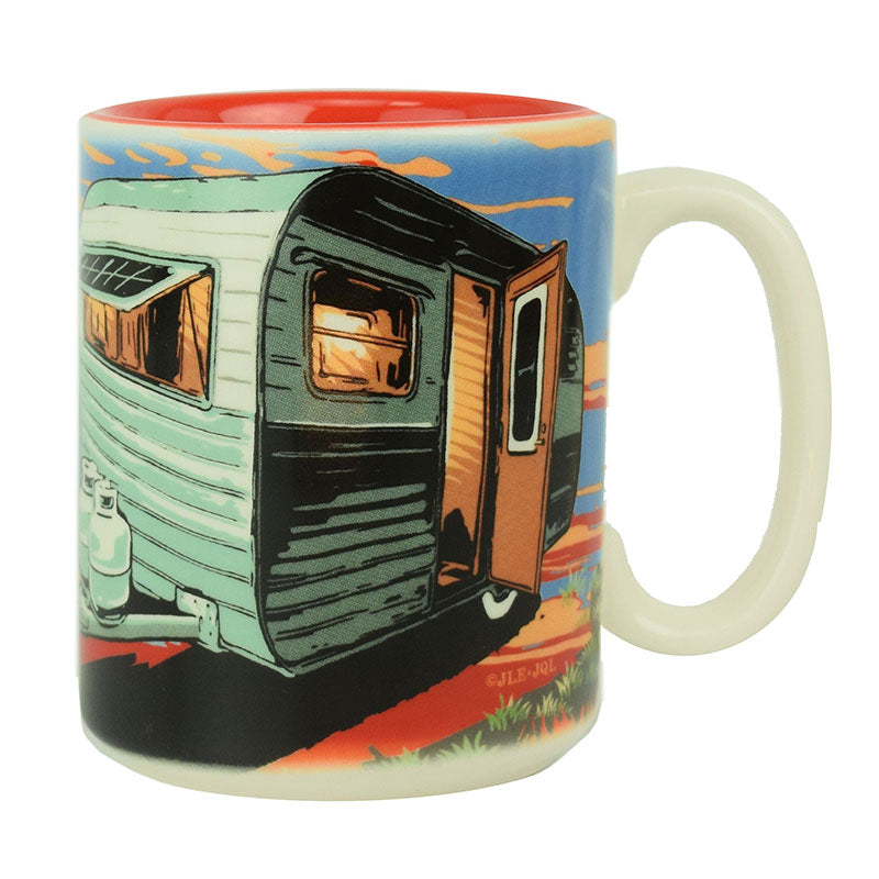our happy place camping beverage mug