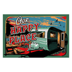 our happy place camping door mat