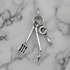 oxidized kitchen cooking utensils charm pendant