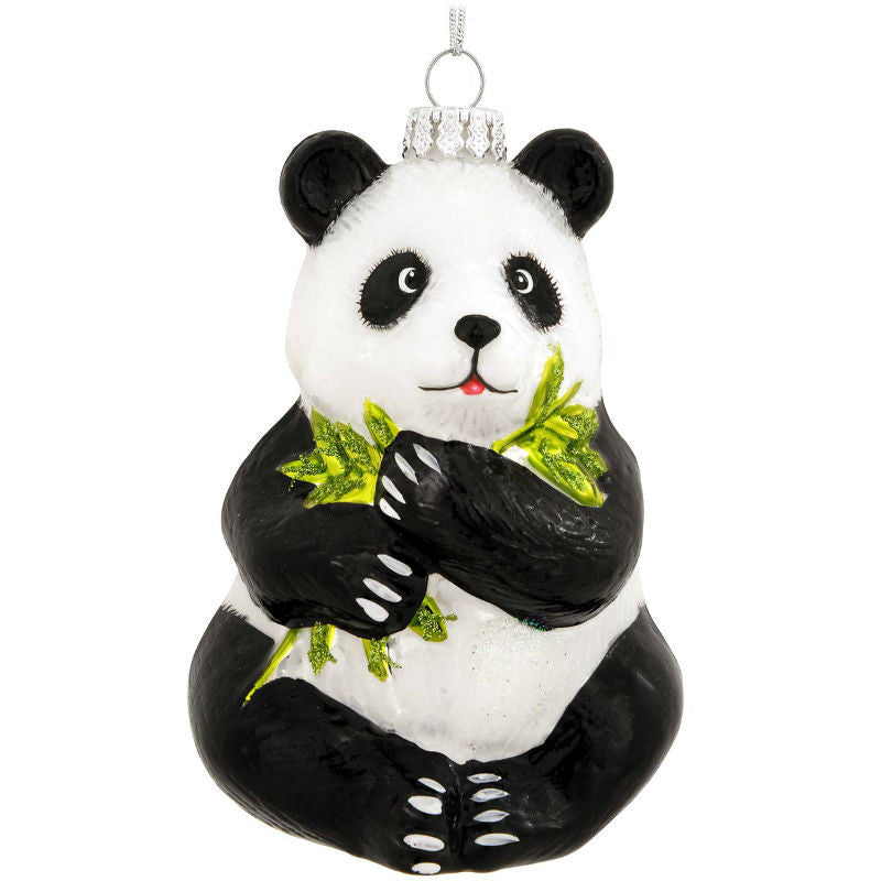 panda glass ornament