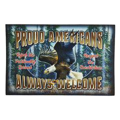 proud americans always welcome door mat