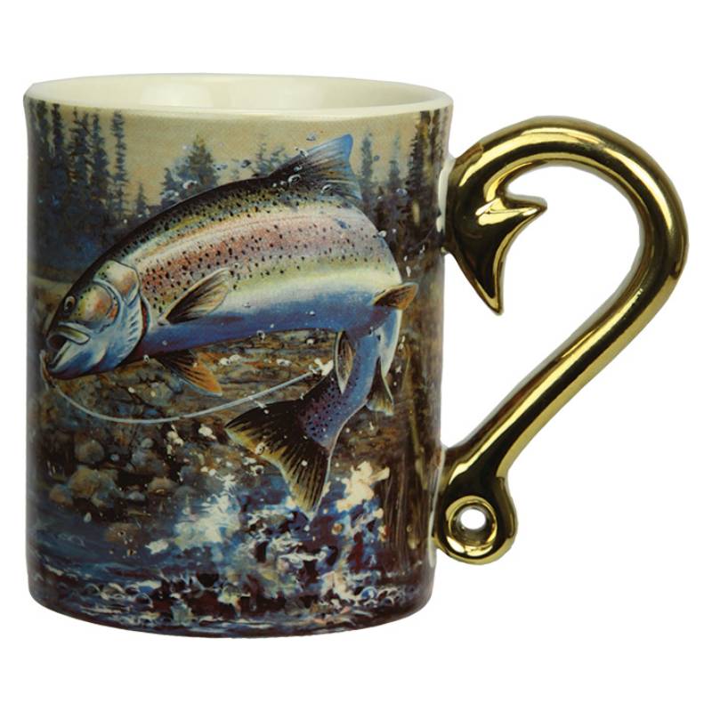 rainbow trout scene ceramic beverage mug
