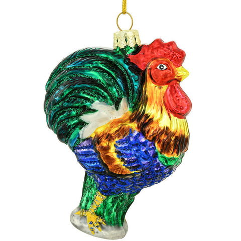 Rooster Glass Ornament