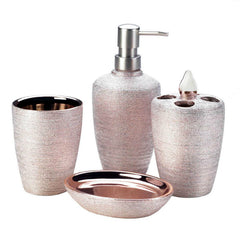 rose gold shimmer bath accessory set