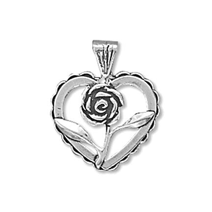 rose heart charm pendant