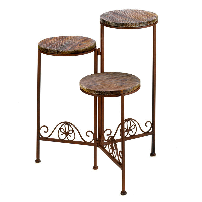 rustic triple plant stand