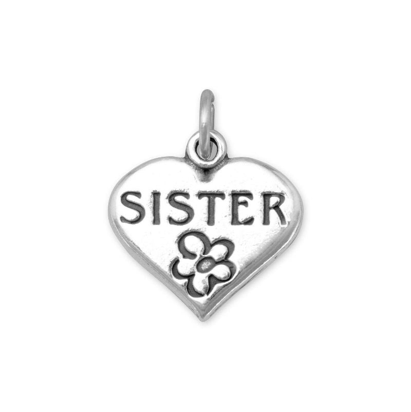 sister in heart necklace or bracelet charm pendant