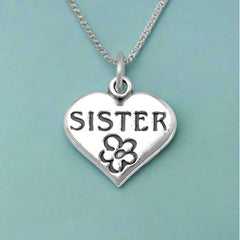 sister in heart necklace or bracelet charm pendant