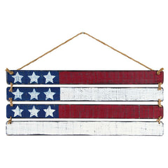 slatted wooden american flag plaque