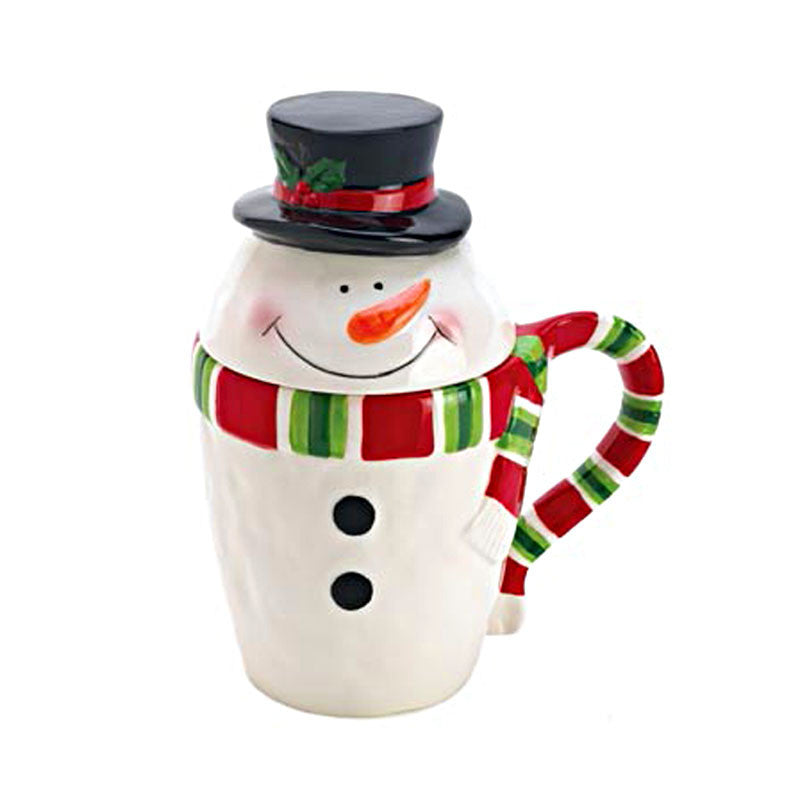 snowman covered beverage mug