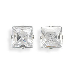 sterling silver square cubic zirconia earrings