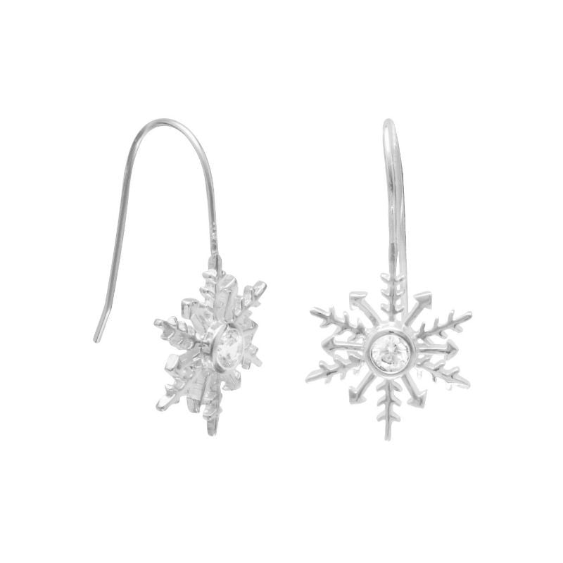sterling silver cz snowflake earrings