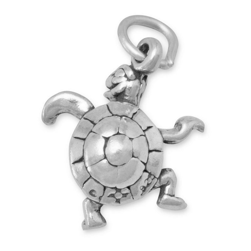 sterling silver dancing turtle charm