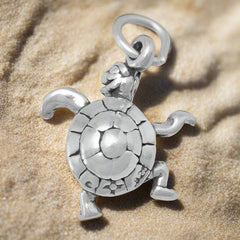 sterling silver dancing turtle charm