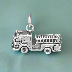 sterling silver fire truck pendant