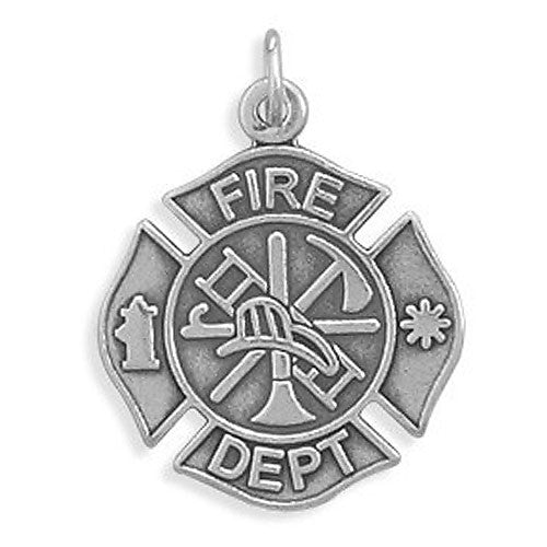 sterling silver firefighter maltese cross pendant