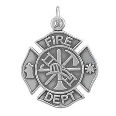 sterling silver firefighter maltese cross pendant