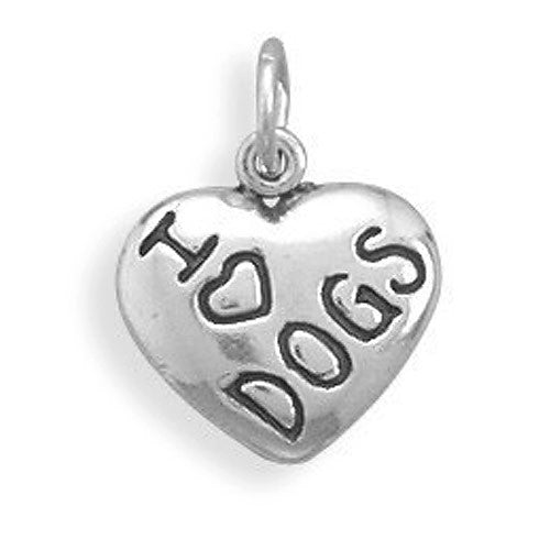 sterling silver i love dogs heart pendant
