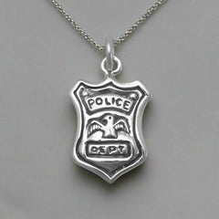 sterling silver police department shield pendant