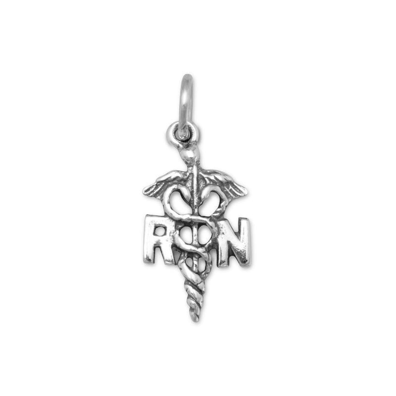 sterling silver registered nurse caduceus pendant