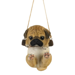 swinging pug puppy figurine