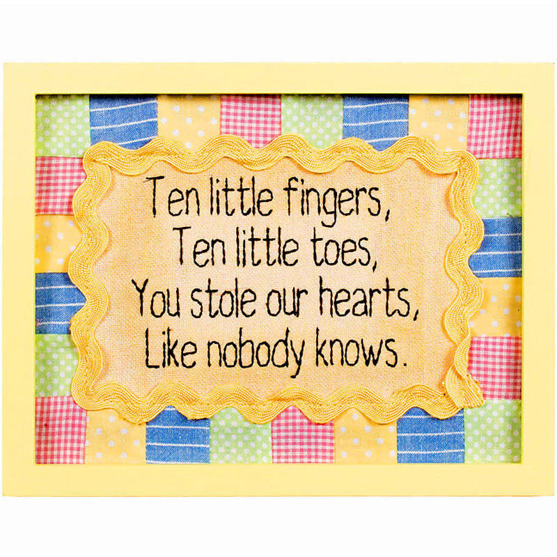 ten little fingers and toes framed stitchery
