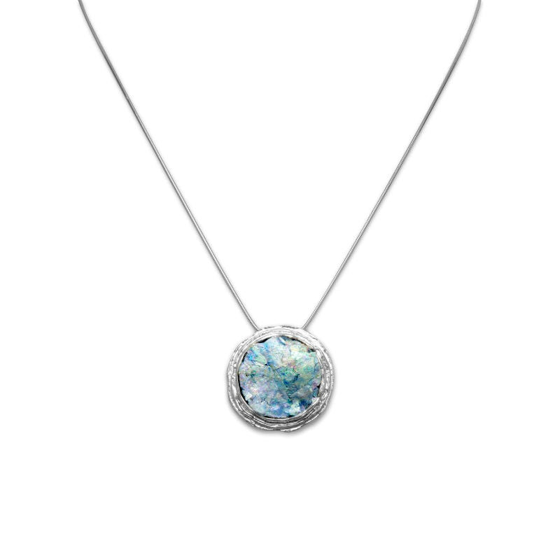 textured edge ancient roman glass necklace