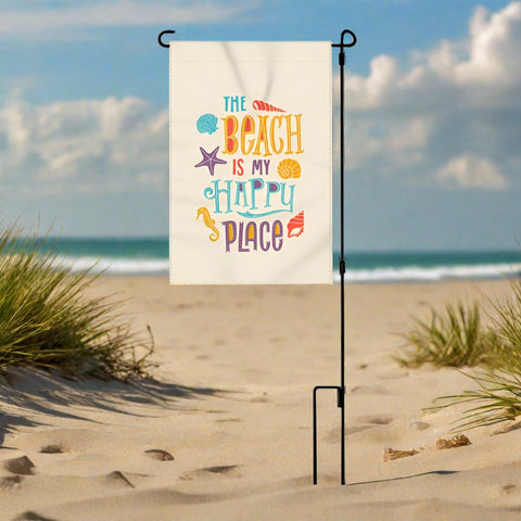 The Beach Is My Happy Place Garden Flag with Pole