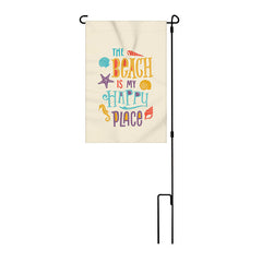 the beach is my happy place garden flag with pole