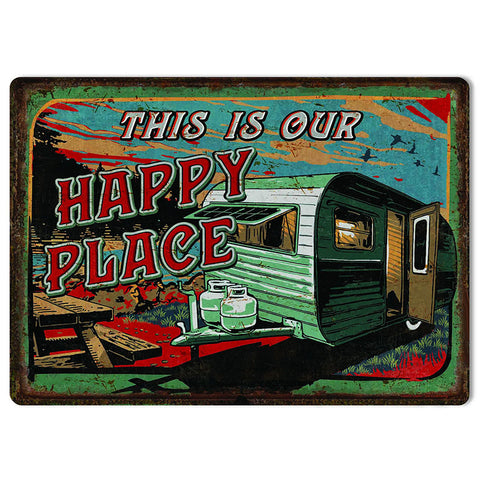 This Is Our Happy Place Travel Trailer Tin Sign