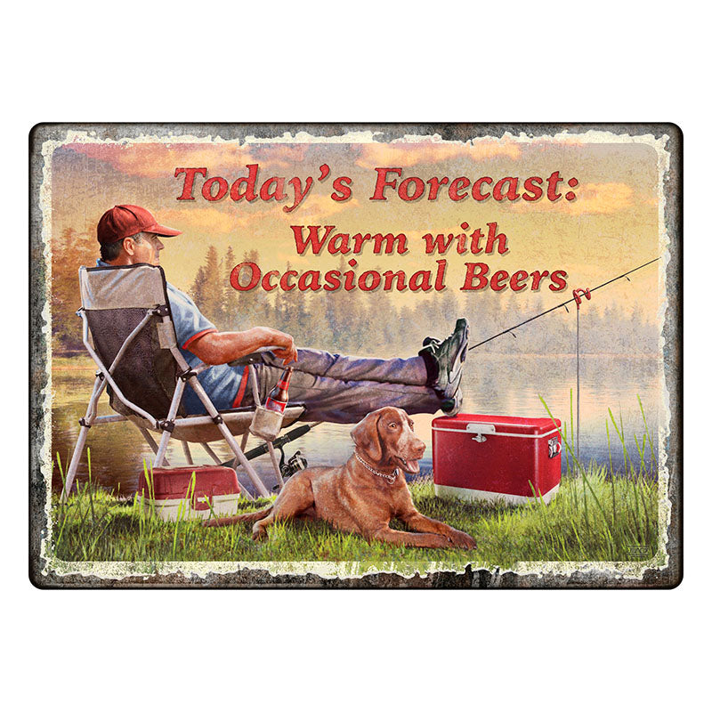 today's forecast fishing tin sign