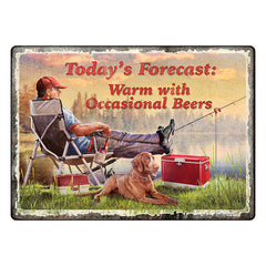 todays forecast fishing tin sign