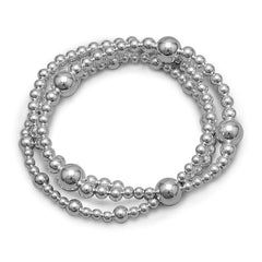triple strand silver beaded bracelet