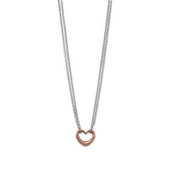 two tone double strand open heart necklace
