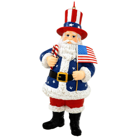 USA Santa With Flag Ornament