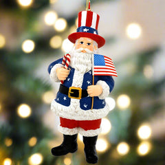 usa santa with flag ornament