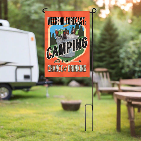 Weekend Forecast Camping Garden Flag with Pole