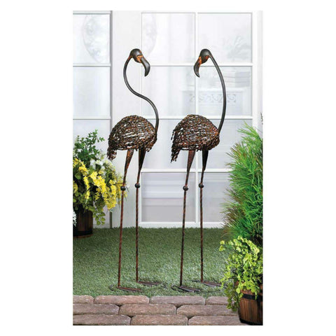 Wild Flamingo Art Deco Bird Statues