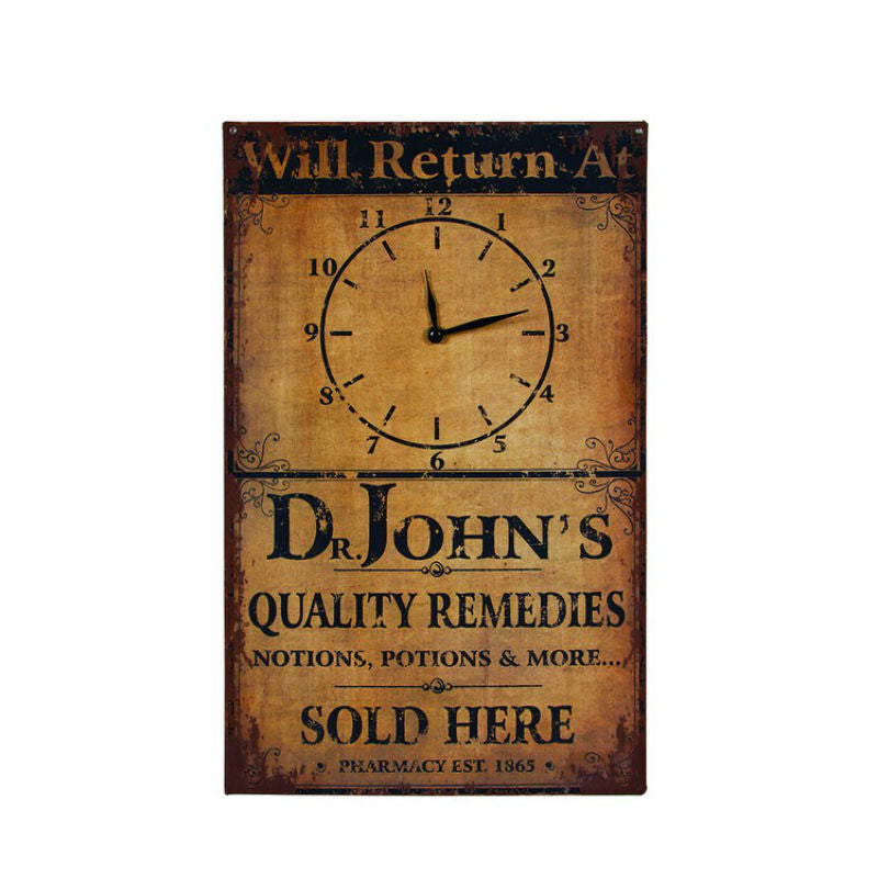 will return at wall clock sign