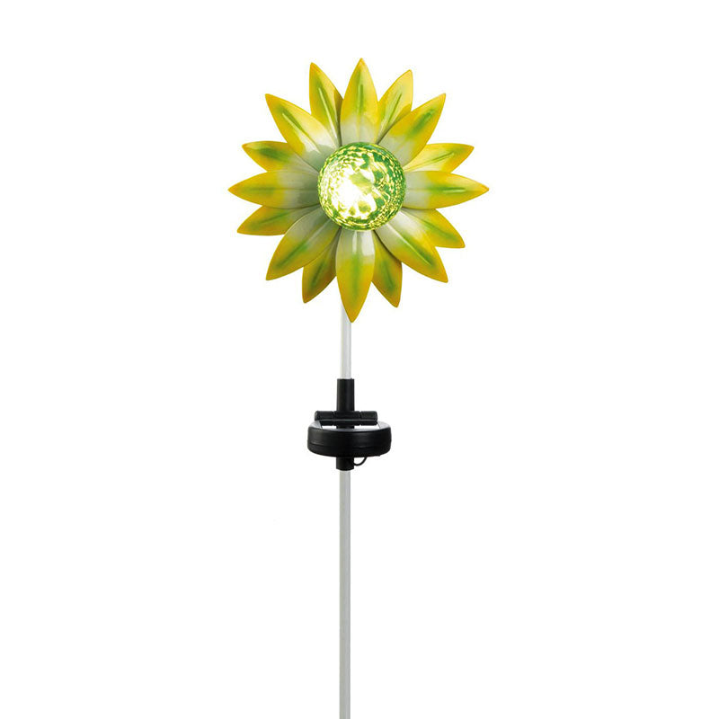 yellow and green flower solar garden stake